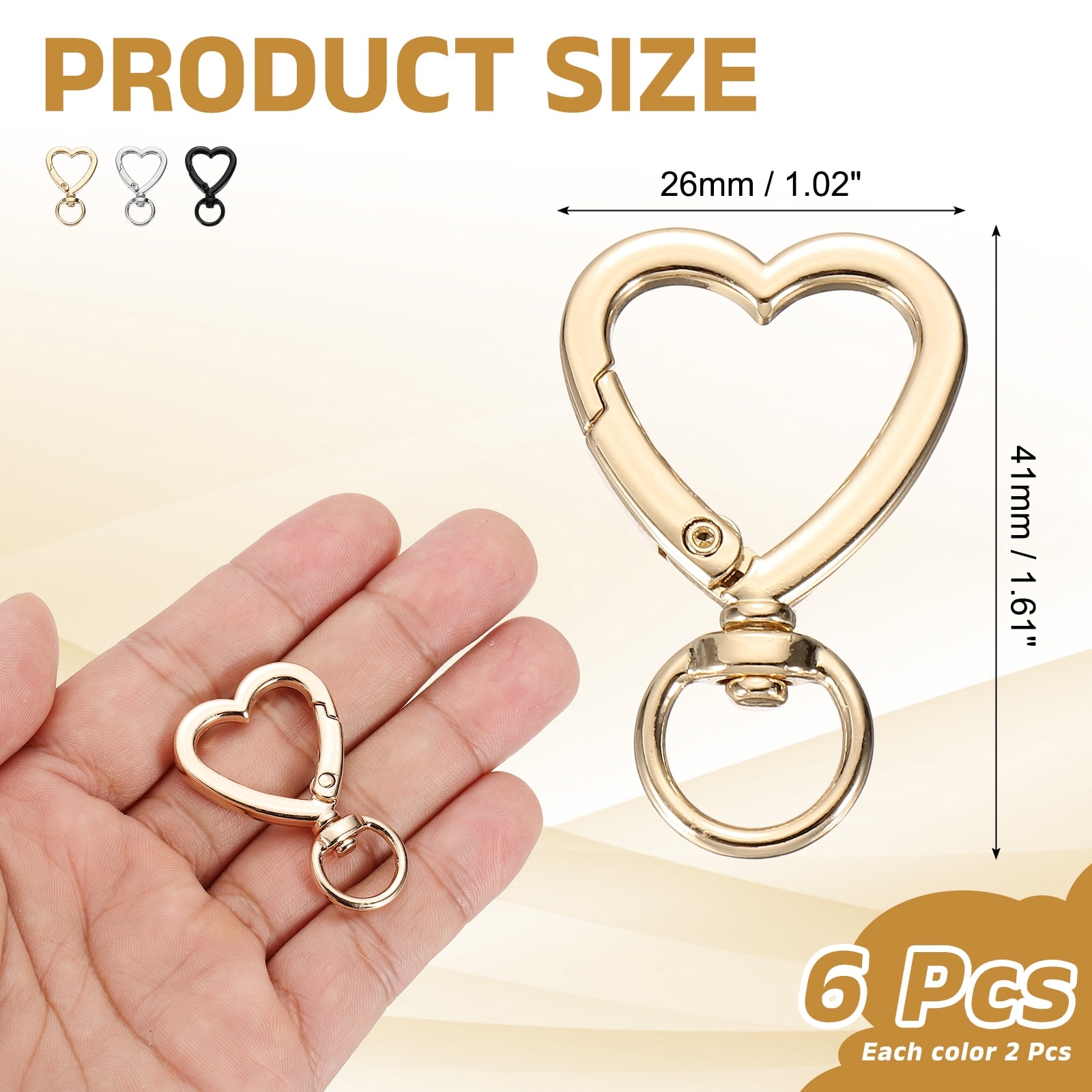 Heart Shape Swivel Buckles, Zinc Alloy Spring Snap Hooks Keyring Keychain Clip Hardware Accessories