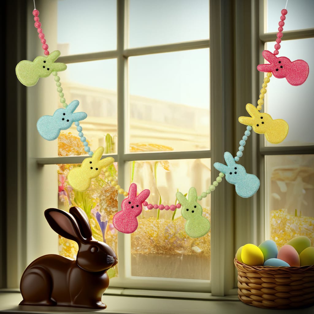 Glittered Bunny Peep Garland - 48