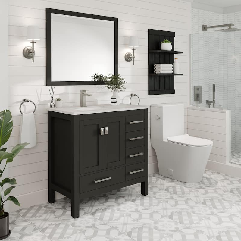 Eviva London 38"W Bath Vanity with Carrara Quartz Top