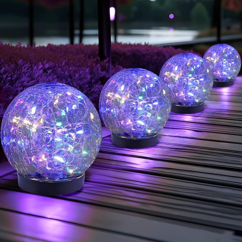 Solar Globe Lights Outdoor Waterproof-Solar Balls Garden - 4 Globes