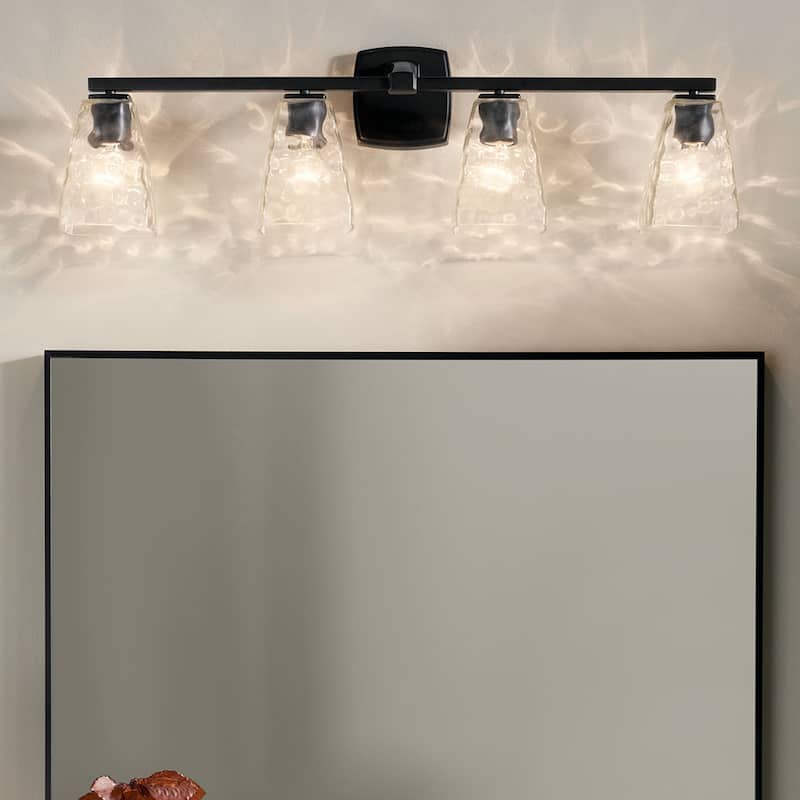 Kichler Lighting Marant 33.25" 4-Light Vanity Light with Clear Water Glass in Black