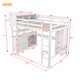 preview thumbnail 15 of 24, Wood Loft Bed with Cabinet and Bookshelf, Full Size Loft with Wardrobe and Desk for Kids