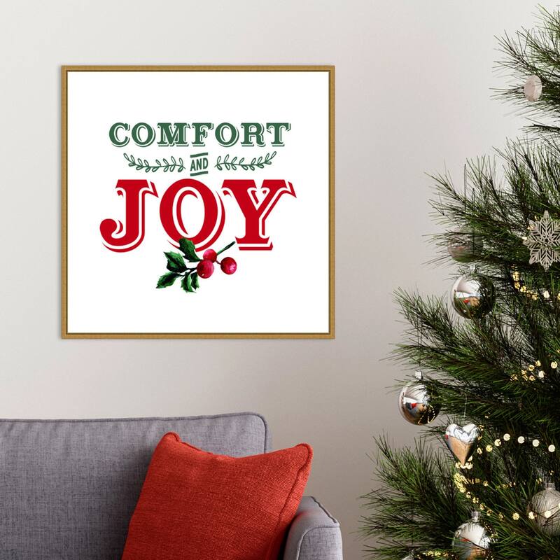 Comfort and Joy Holly Berry by Amanti Art Portfolio Framed Canvas Wall Art