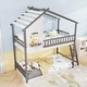 preview thumbnail 6 of 4, Wood Twin Over Twin House Bunk Bed Floor Bunk Bed w/ Ladder