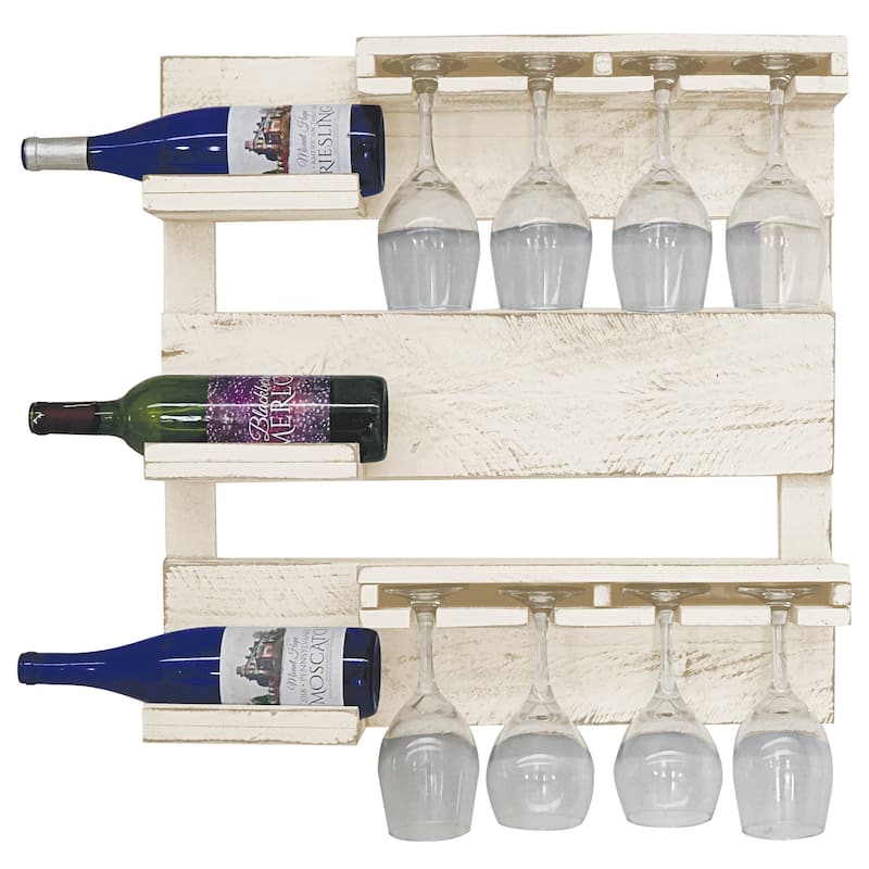 Farmhouse 3-Bottle Wine Bar - Antique White