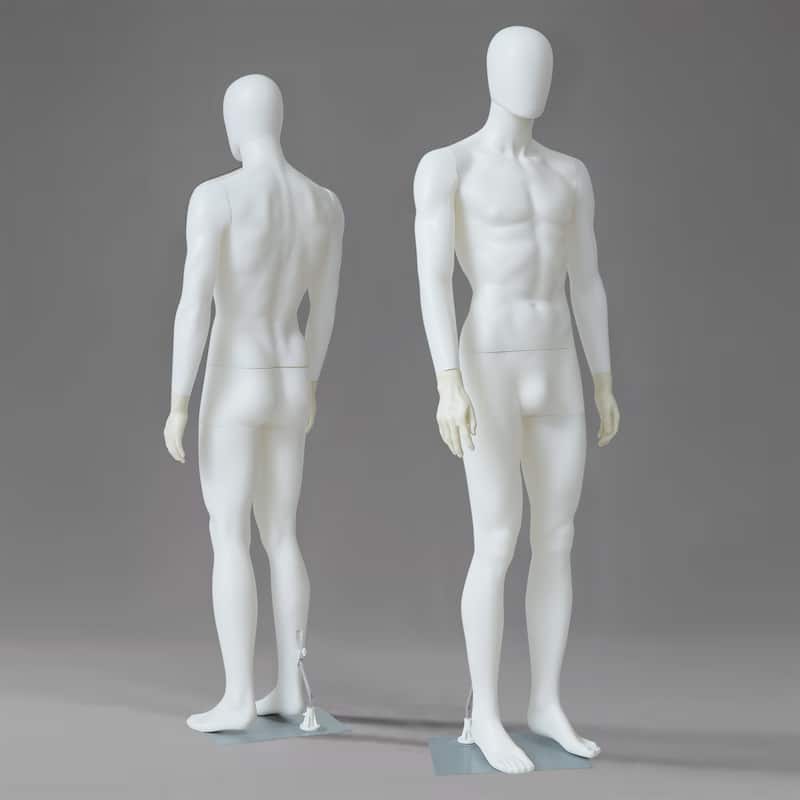Full Body Mannequin Famale Male Dress Form Display, Manikin Torso Stand Realistic Mannequin for Retail Clothing Shops, White - Style 1- Male - White