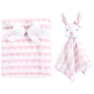 Hudson Baby Infant Girl Plush Blanket with Security Blanket, Pink, One Size - Pink - One Size