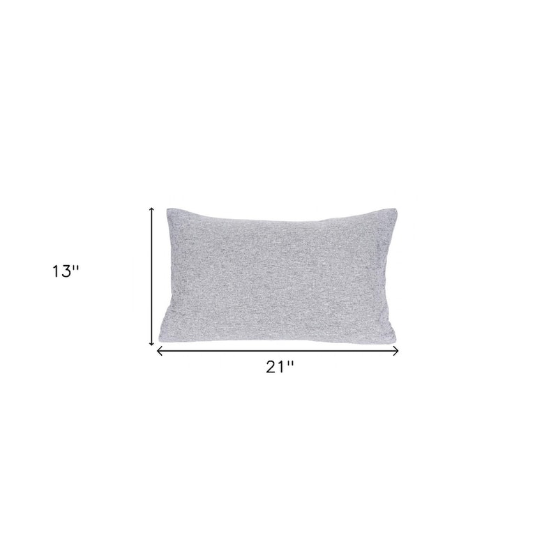 HomeRoots 13" X 21" Gray Polyester Zippered Pillow