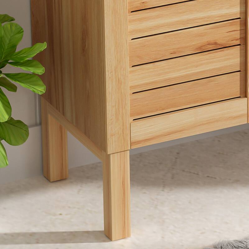 Roomfitters 30" Antique Bathroom Vanity with Ceramic Sink, Mid-Century Cabinet with Soft-Close Doors, Antique Natural