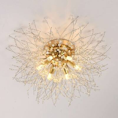 Crystal Flush Mount Ceiling Light, Modern Sputnik Firework Close to Ceiling Lamp