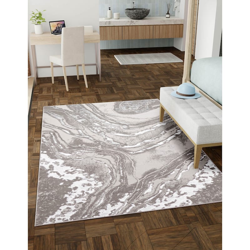 ECARPETGALLERY Machine Made Dove Grey Area Rug