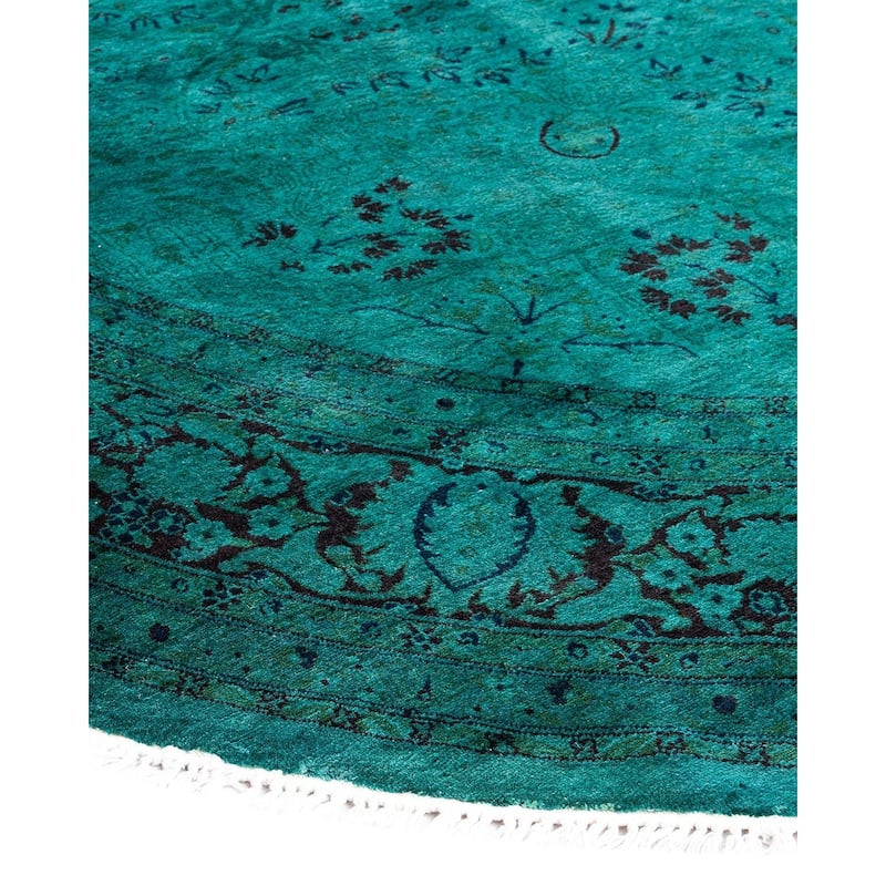 Fine Vibrance, One-of-a-Kind Hand-Knotted Area Rug - Green, 6' 1" x 6' 1" - 6' 1" x 6' 1"