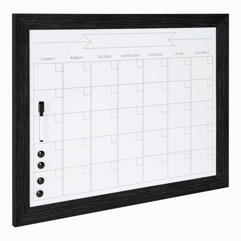 DesignOvation Beatrice Framed Magnetic Dry Erase Monthly Calendar - 23x29 - 23x29 - Black