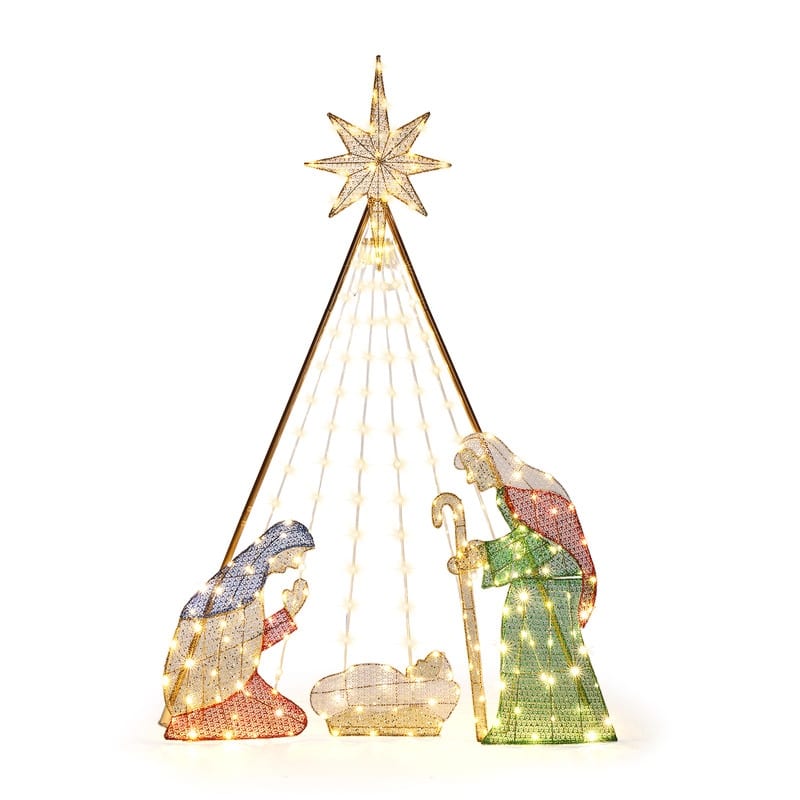 Flashing Light Garden Jesus Decoration - Yellow