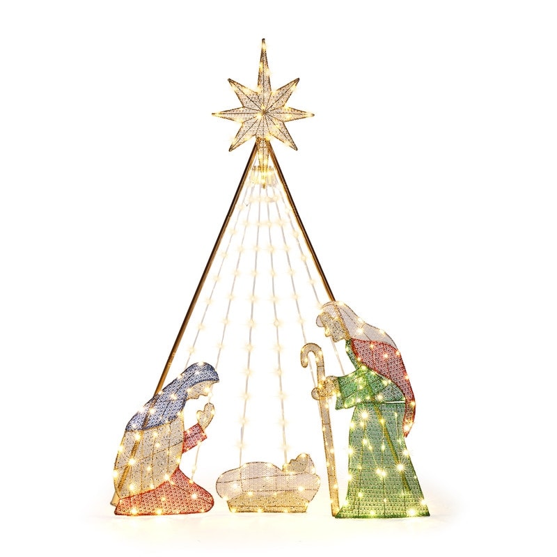 Flashing Light Garden Jesus Decoration - Yellow