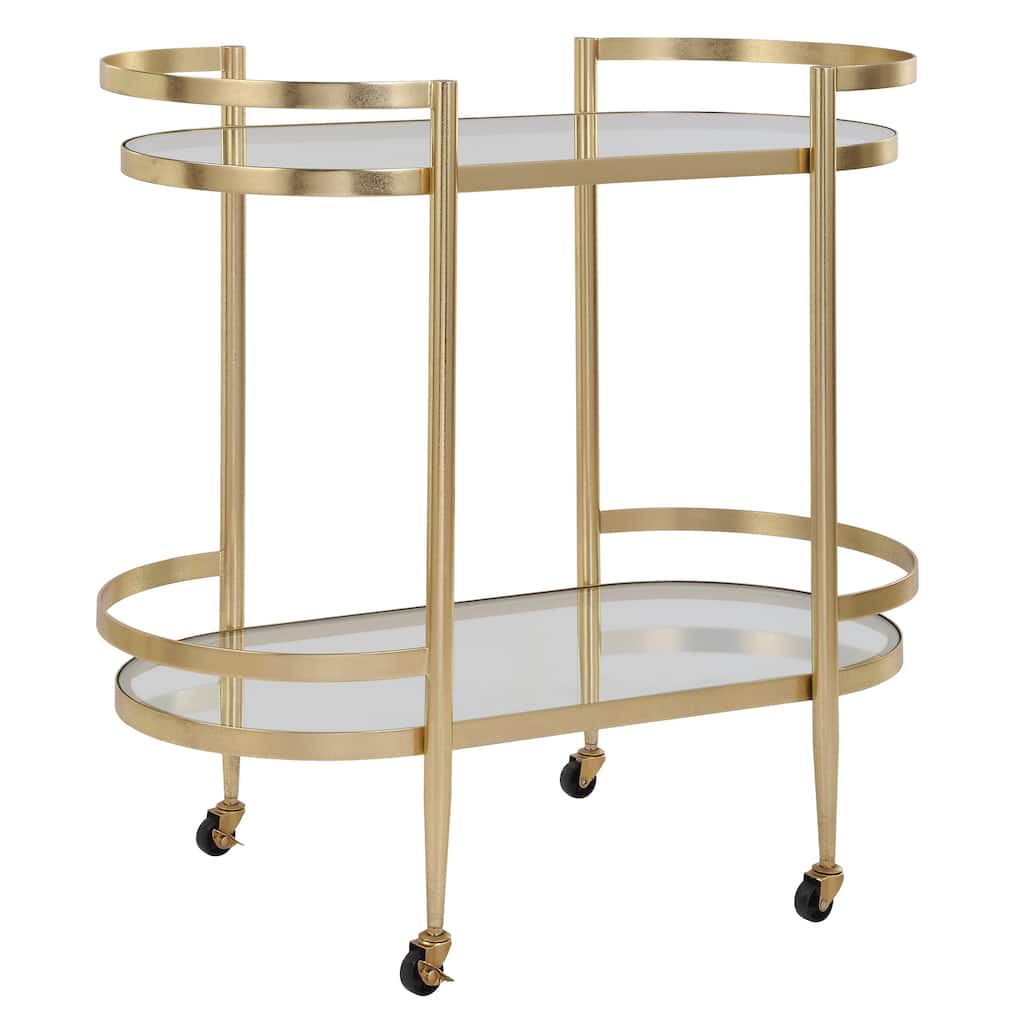 Uttermost Isabelle Gold Bar Cart - 30" H x 33.5"W x 17.75" D