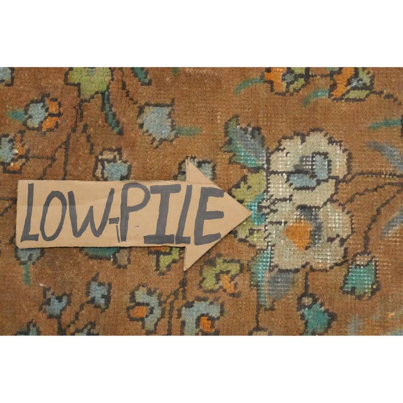 Hand Knotted Oriental 100% Wool Carpet Traditional Floral Brown Tabriz Area Rug - 13' 0'' X 10' 0''