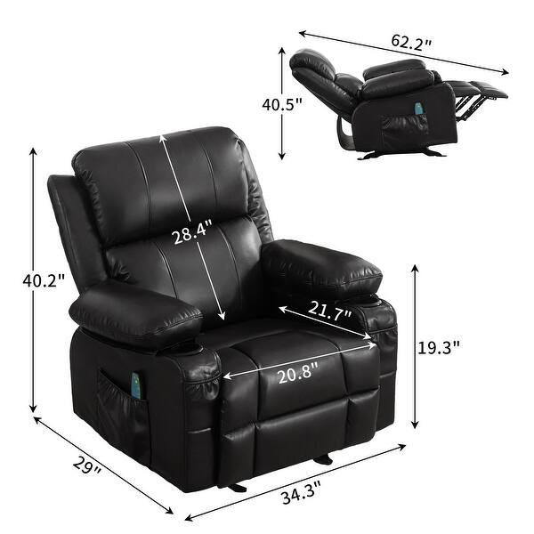 Oversized Massage Recliner Chair Rocking Chairs with Heating, Living