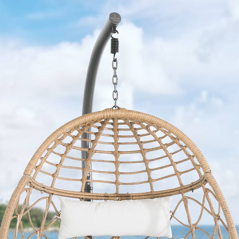 Swing Egg Chair with Stand Indoor Outdoor Wicker Rattan Hammock Chair