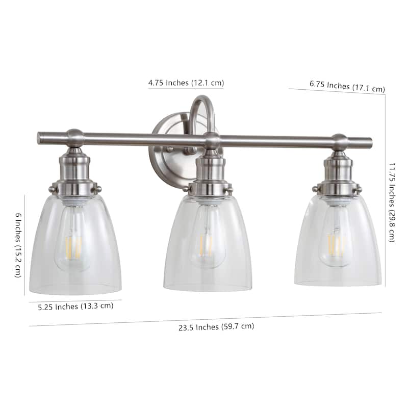 SAFAVIEH Lighting Dunes 3-light Brush Nickel LED Sconce - 23.5"x6.8"x11.8"