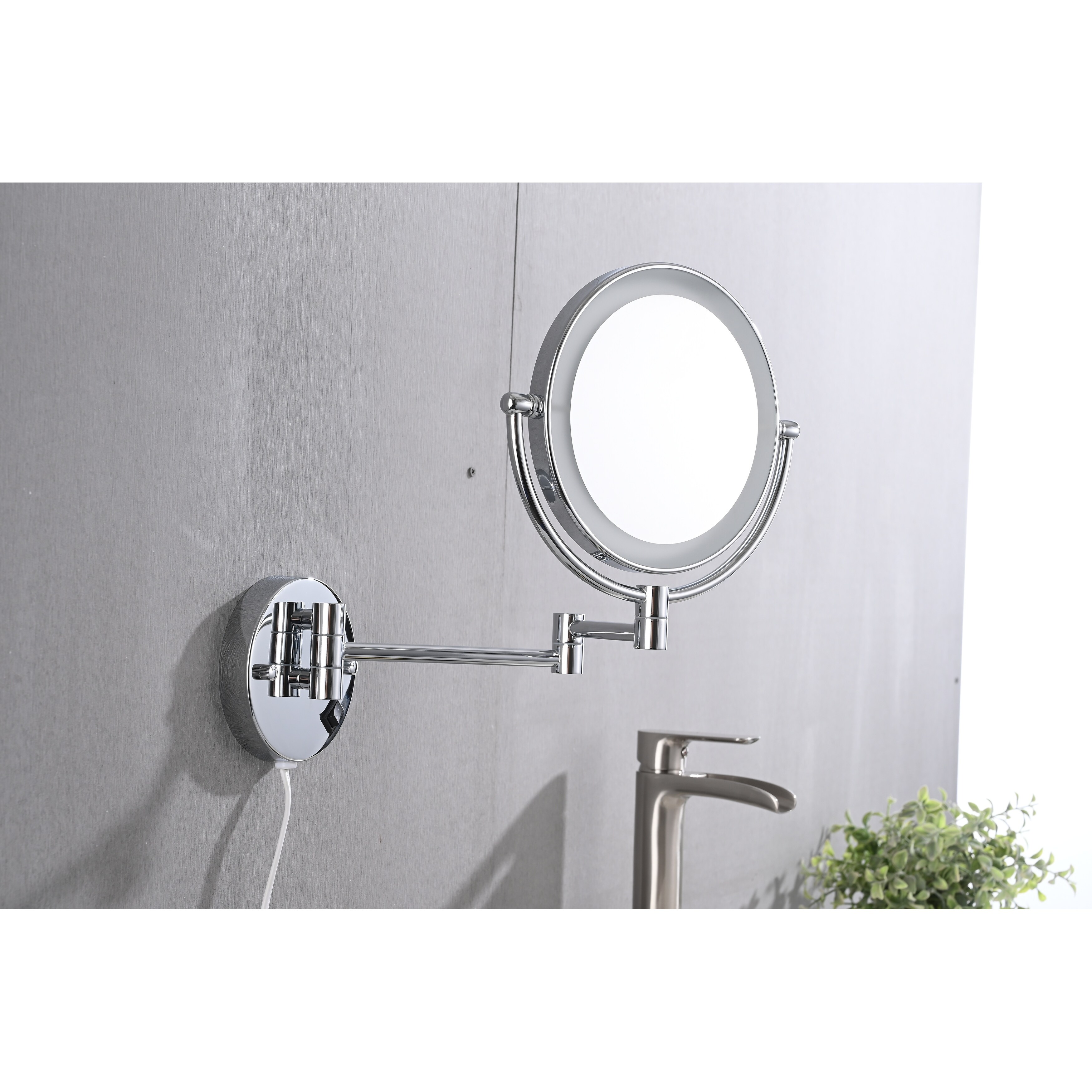 8 Inch LED Wall Mount TwoSided Magnifying Makeup Vanity Mirror