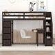 preview thumbnail 31 of 43, Twin Loft Bed with Desk, Shelves and 4 Drawers, Space-Saving Loft Bed with Stairs, Safety Rails, Guardrail and Pine Wood Frame Espresso - Twin