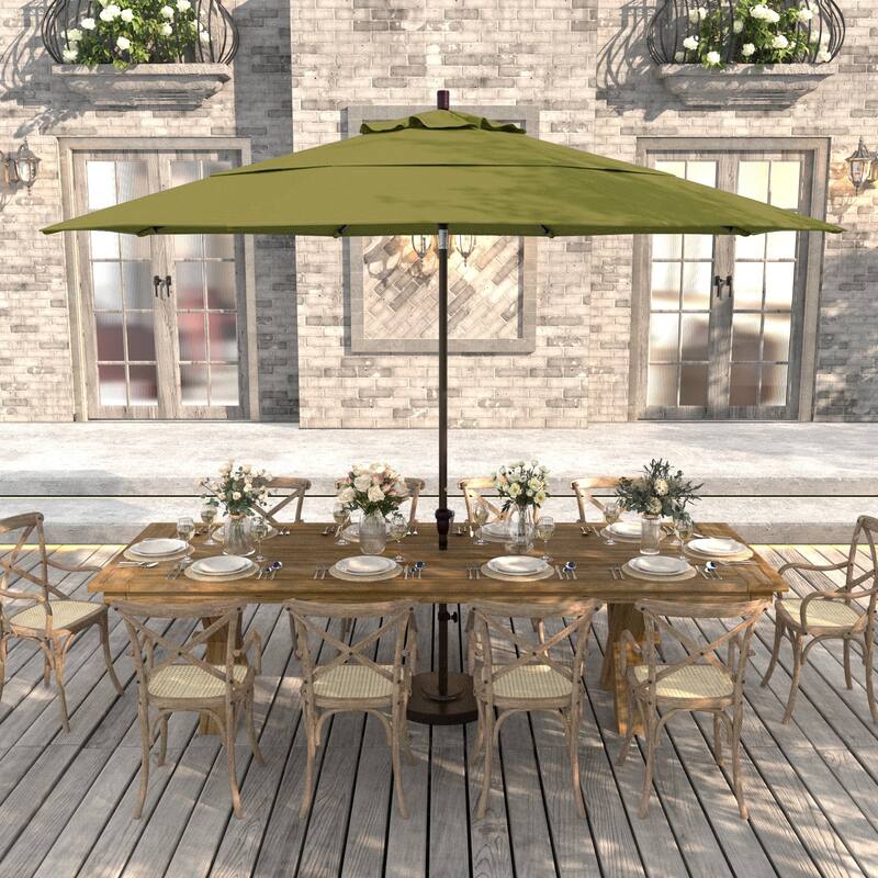 California Umbrella 11' Round Aluminum Crank Open Auto Tlit Patio Umbrella, Bronze Finish, Double Wind Vent.