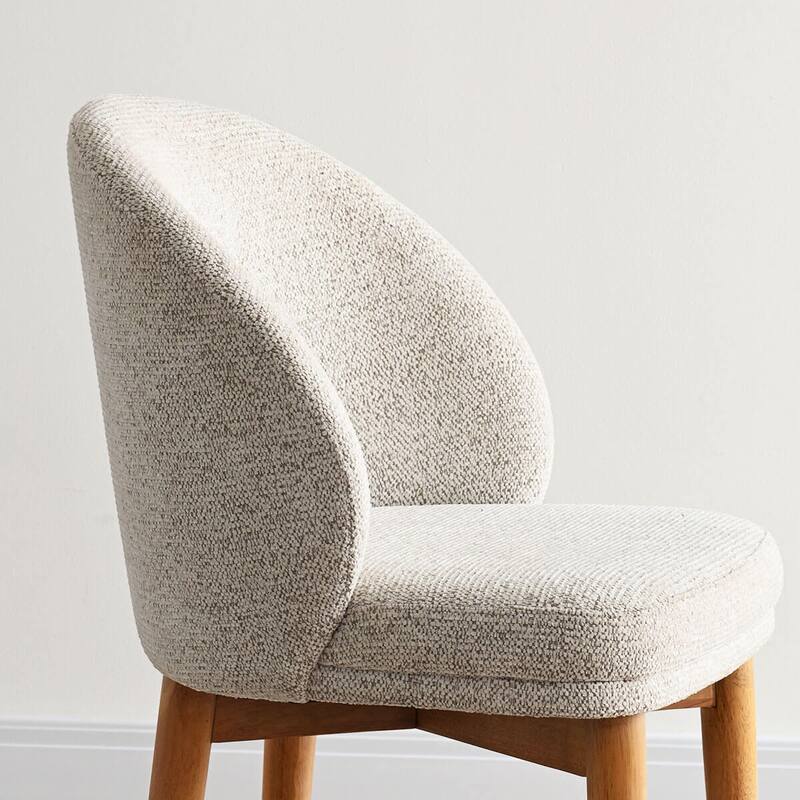 Upholstered Barrel Dining Chair With Oak Solid Wood Legs (Set of 4)