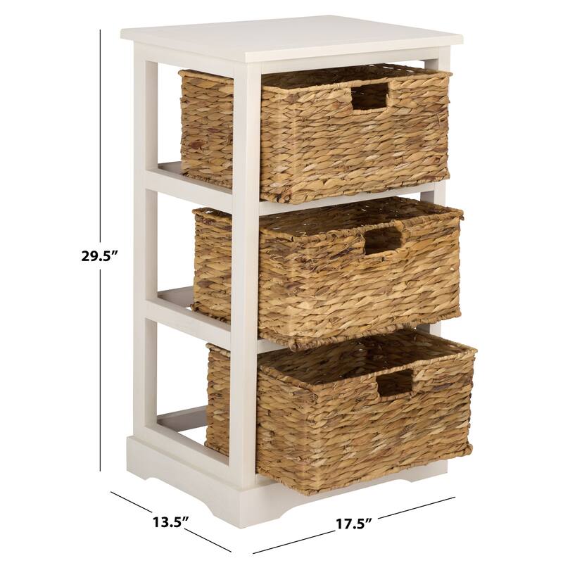 SAFAVIEH Evaline Distressed Black 3 Wicker Basket Storage Unit - 17.3" x 13.4" x 29.5" - 17"W x 13"D x 30"H