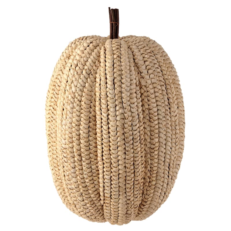 27.5" Display Basket Weave Pumpkin - 60%corn husk, 30%styrofoam, 10%twig