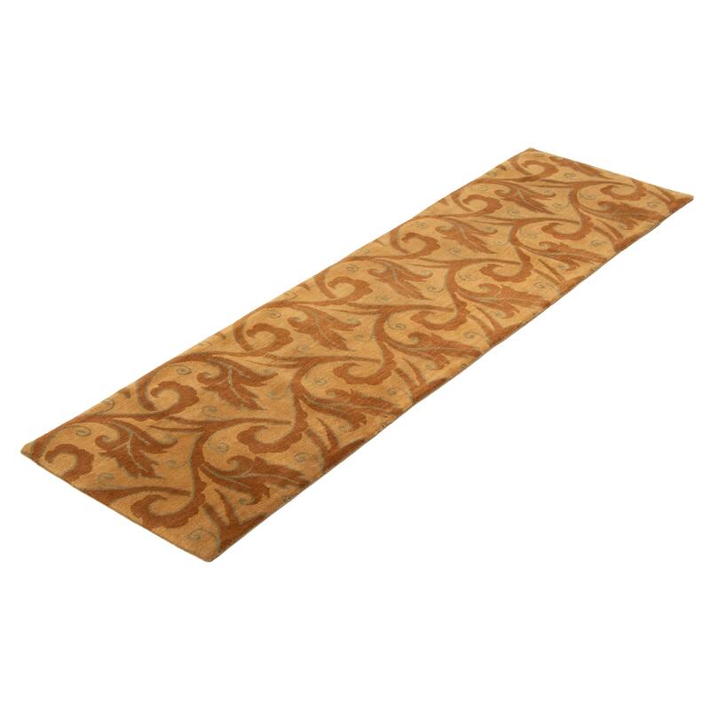 ECARPETGALLERY Hand-knotted Opulence Tan Wool Rug - 2'5 x 9'1