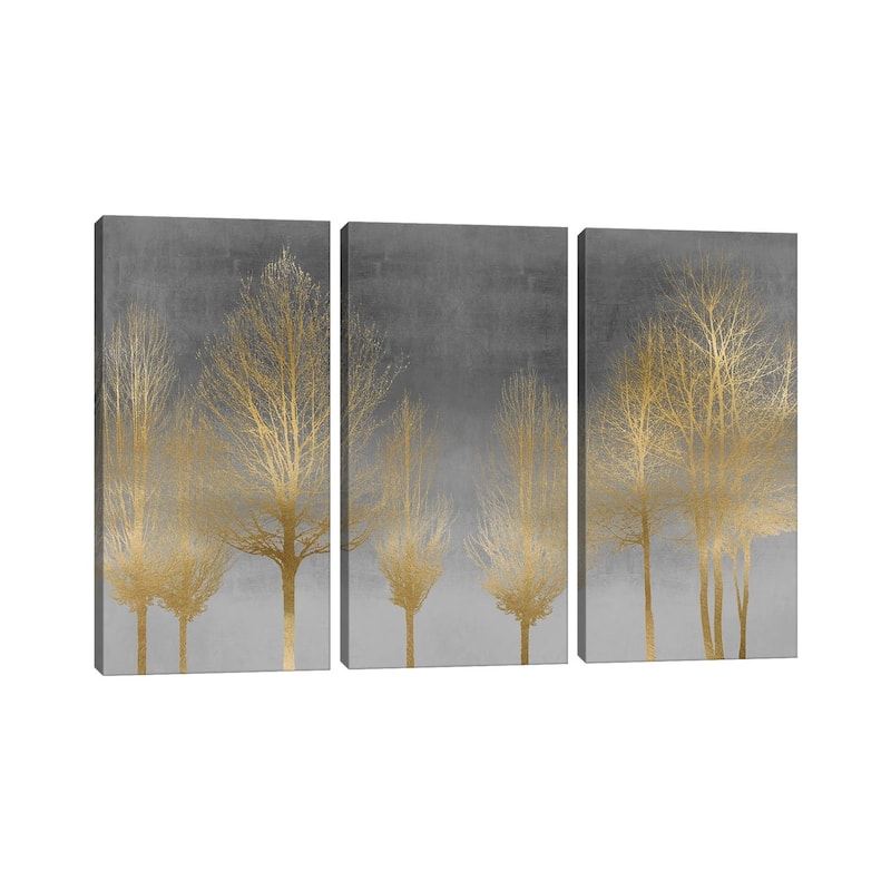 iCanvas "Gold Forest On Gray" by Kate Bennett 3-Piece Canvas Wall Art Set