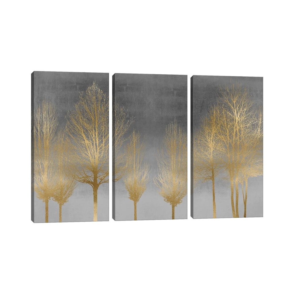 iCanvas "Gold Forest On Gray" by Kate Bennett 3-Piece Canvas Wall Art Set