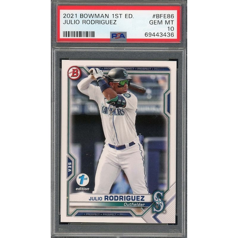 Julio Rodriguez 2021 Bowman 1st Edition Baseball Rookie Card #BFE86 PSA 10 - 8'6" x 11'6"