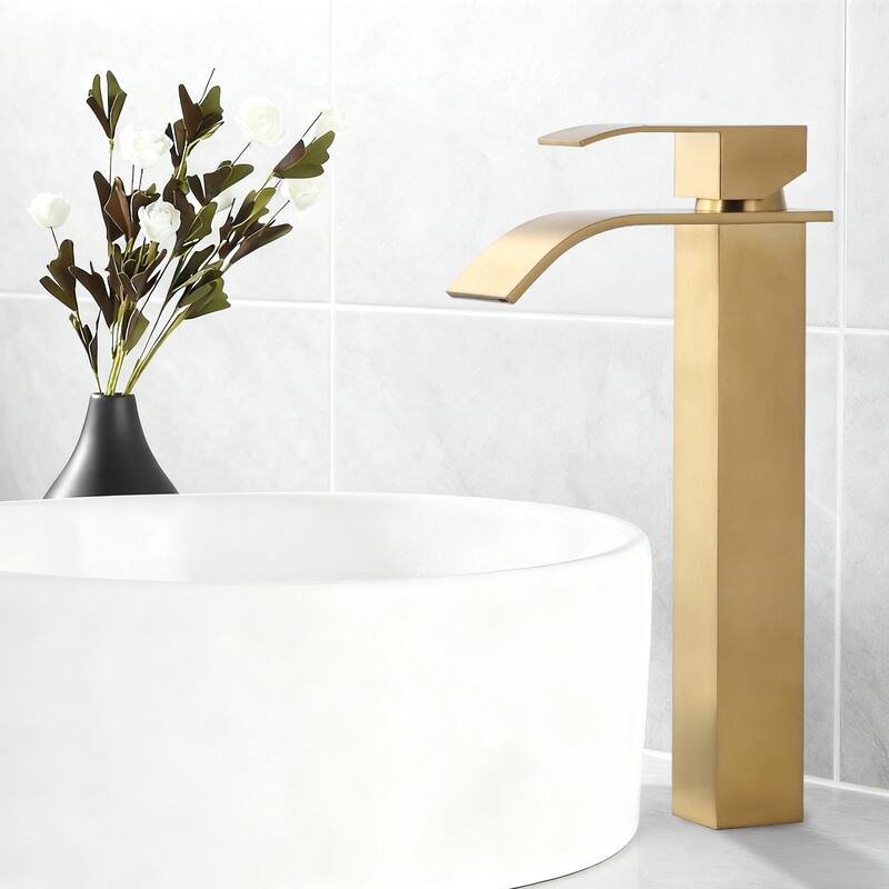 WOWOW Single Handle Single Hole Waterfall Bathroom Vessel Faucet