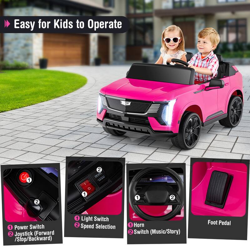 24V 2-Seater Ride On Car with Remote Control Music Lights USB and Dual 65W Motors for Kids - 31.5" (L) x 45" (W) x 21.5" (H)