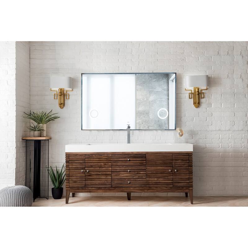 James Martin Vanities Linear 72" Single Vanity, Mid Century Walnut