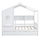preview thumbnail 3 of 12, Full Pine Wood House Bed with Trundle Bed, Bookcase Bed with Storage Shlef & Roof,Semi-enclosed Design,for Kids Girls Boys,White