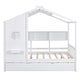 preview thumbnail 16 of 50, Pine Wood House Bed with Trundle Bed, Bookcase Bed with Storage Shlef & Roof, Semi-enclosed Design, for Kids Girls Boys