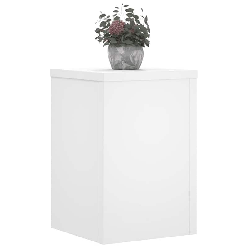 vidaXL Plant Stand Set of 2 White Engineered wood 9.8x9.8x13.8 in - 9.8 x 9.8 x 13.8 in