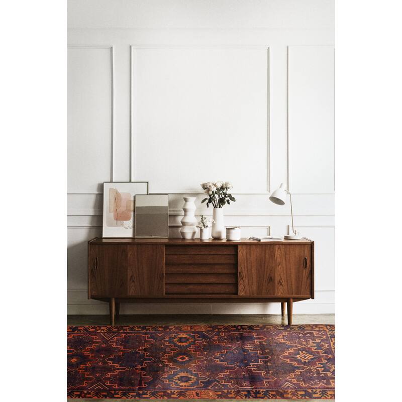 ECARPETGALLERY Hand-knotted Melis Vintage Dark Burgundy Wool Rug - 4'8 x 8'0