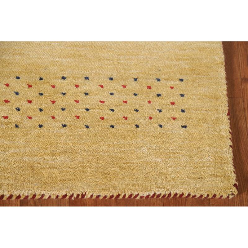 Tribal Gabbeh Oriental Runner Rug Handmade Green / Yellow Wool Carpet - 2'9"x 7'11"