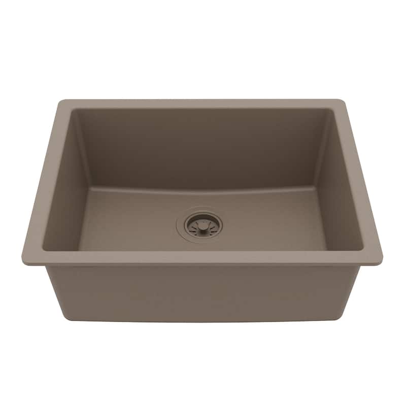 Karran Undermount 24.38 in Single Bowl Quartz Kitchen Sink - Concrete