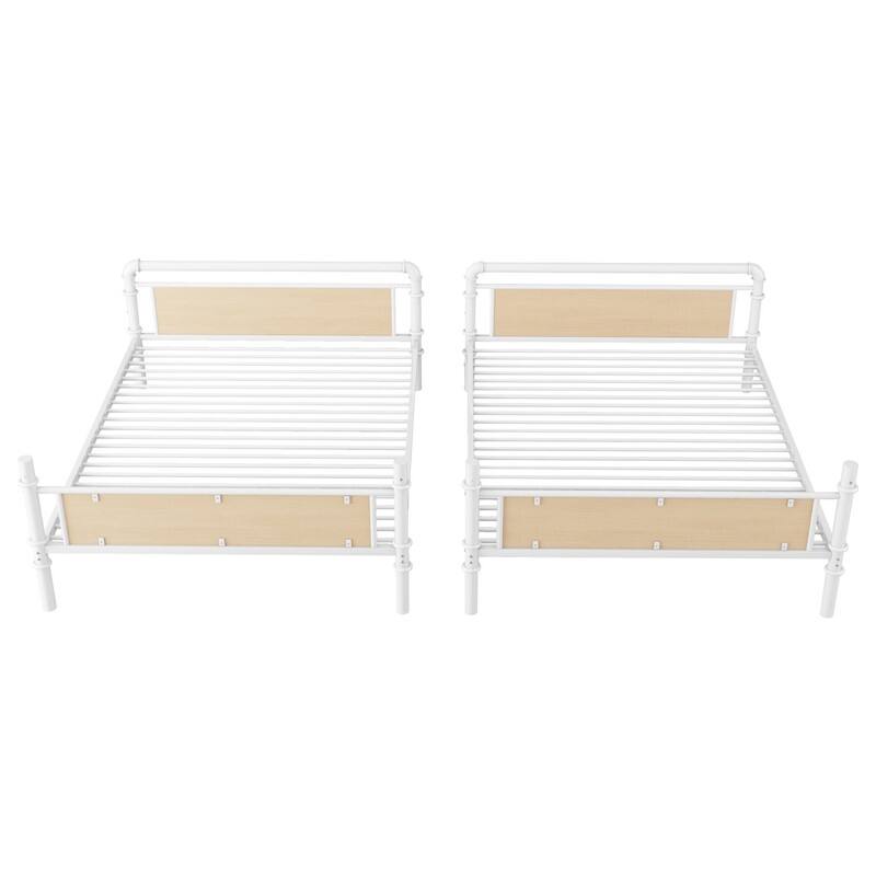 Twin XL Over Twin XL Bunk Beds , Industrial Heavy-Duty 2 in 1 Twin XL Bunk Bed with Ladder and Slats Support, High Guard Rail