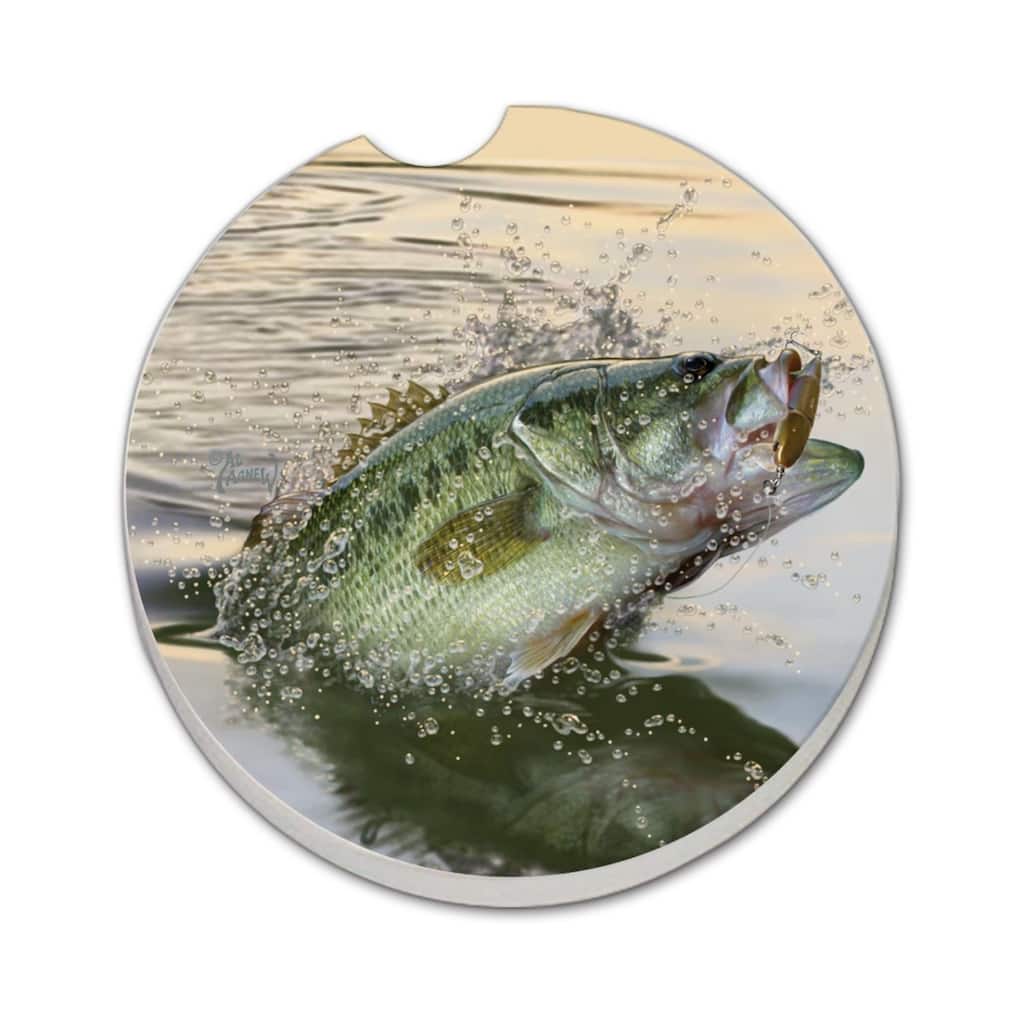 Bass Eruption 2 Pack Absorbent Stone Coaster for Vehicle Cup Holder 2.6” Diameter Manufactured in The USA