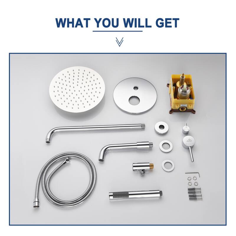 1-Spray Pattern Round 10-inch Wall Mount Shower System with Tub Faucet