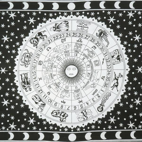Tapestry Indian Astrology Sun Zodiac Mandala Wall hanging Poster Home Decor Art