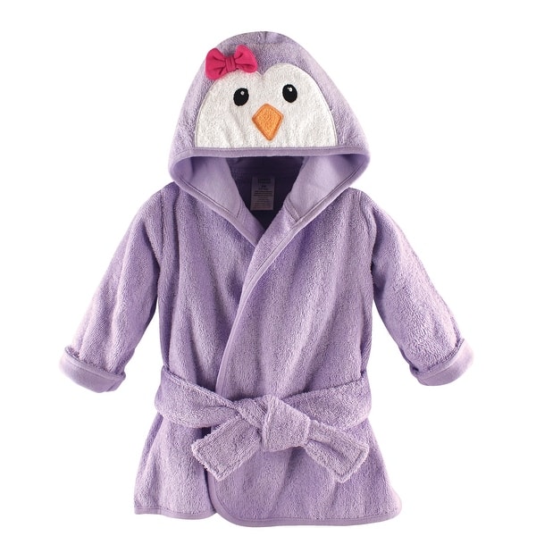 slide 1 of 1, Luvable Friends Baby Girl Cotton Animal Face Bathrobe, Girl Penguin, One Size - Girl Penguin - One Size One Size - Girl Penguin