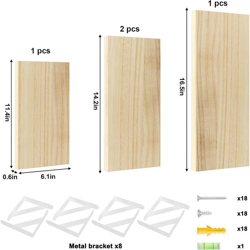 Floating Shelves for Wall, Different Sizes Walnut Wall Shelves - 4.3"D x 6.1"W x 16.5"H