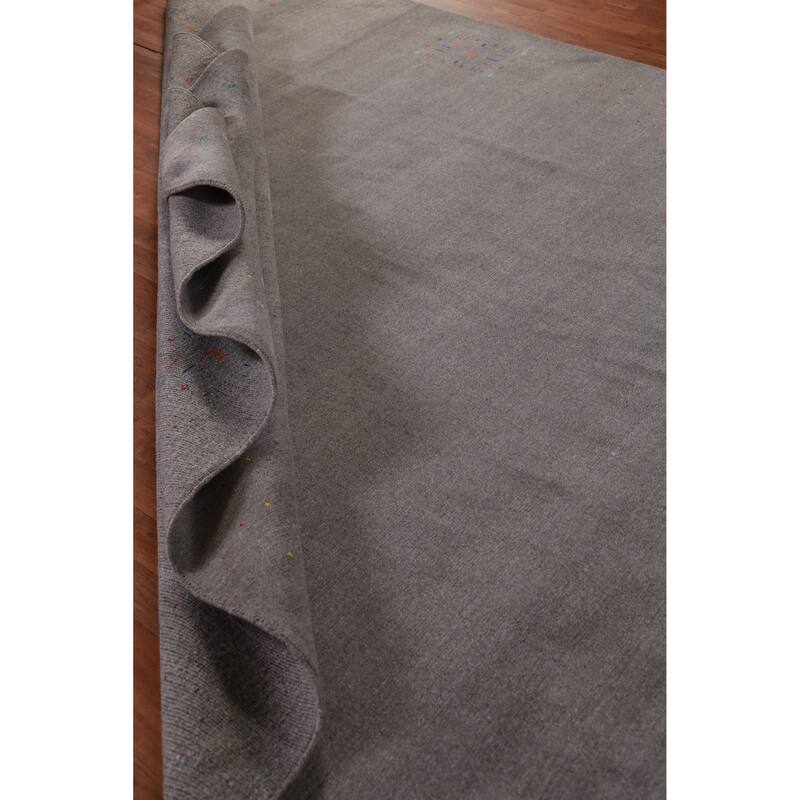 Hand Knotted Oriental 100% Wool Carpet Tribal Tribal Greys & Charcoal Gabbeh Area Rug - 12' 3'' X 8' 11''